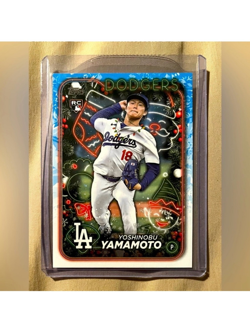 Los Angeles Dodgers Yoshinobu Yamamoto 2024 TOPPS Holiday Series Rookie MLB Card